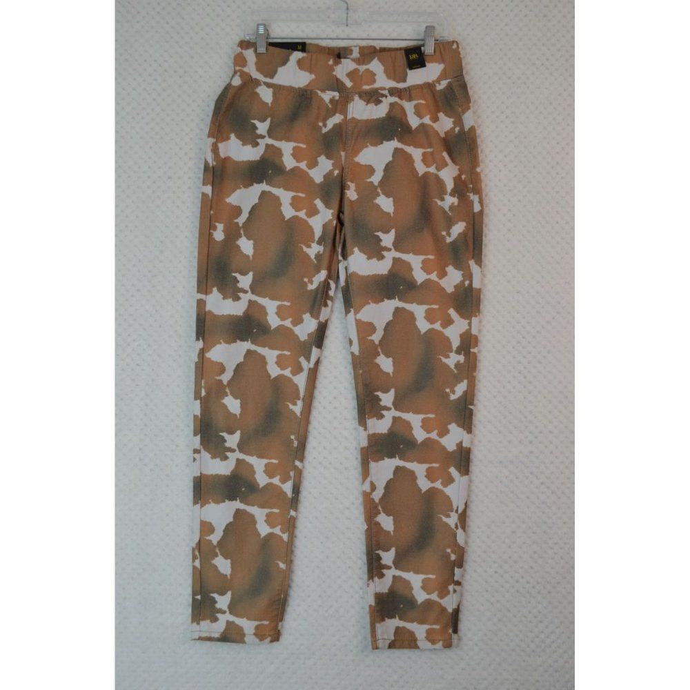 L&B Lucky & Blessed Women's Medium Brown Cow Print Stretchy Casual Pants